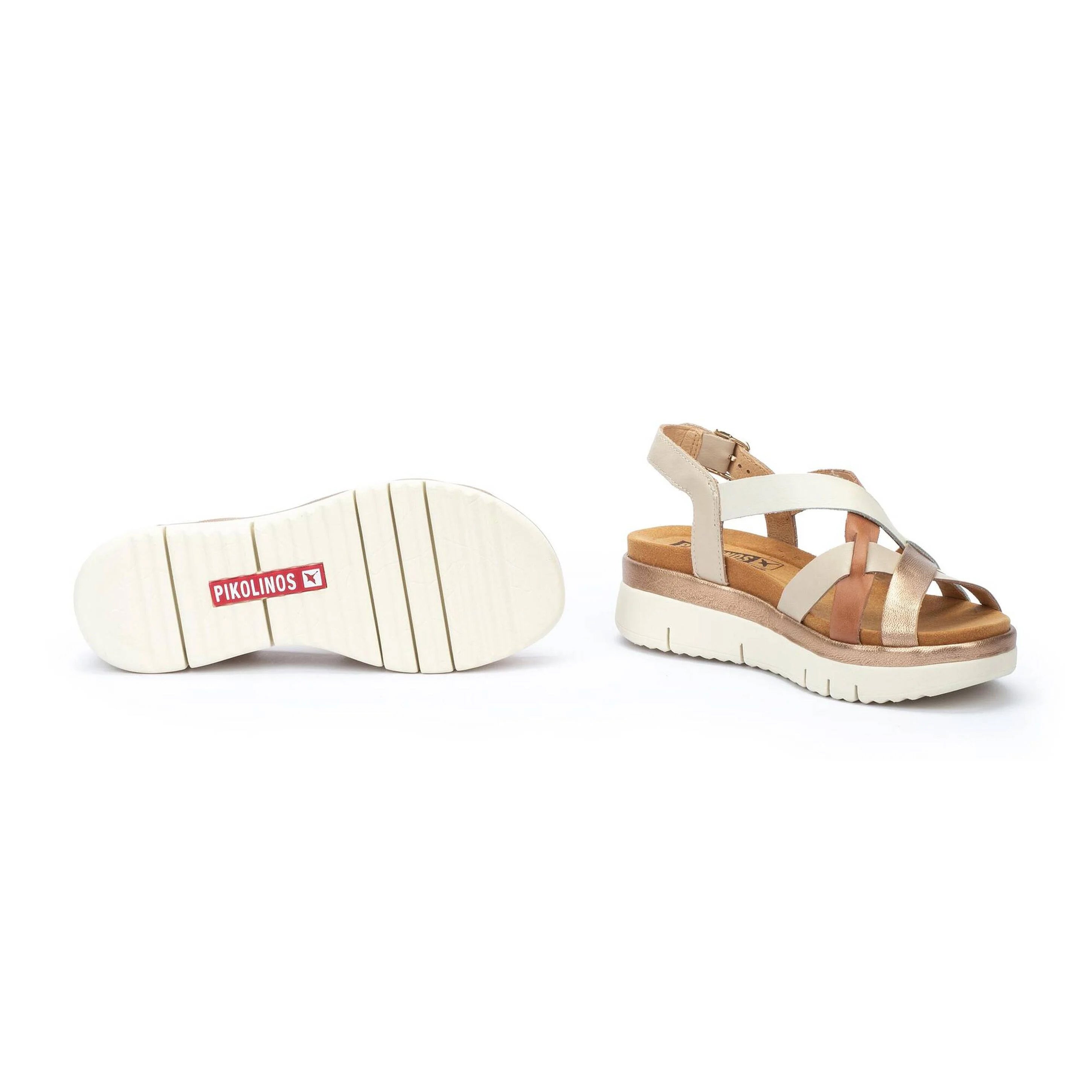 'Palma' women's sandal - White gold brown mix
