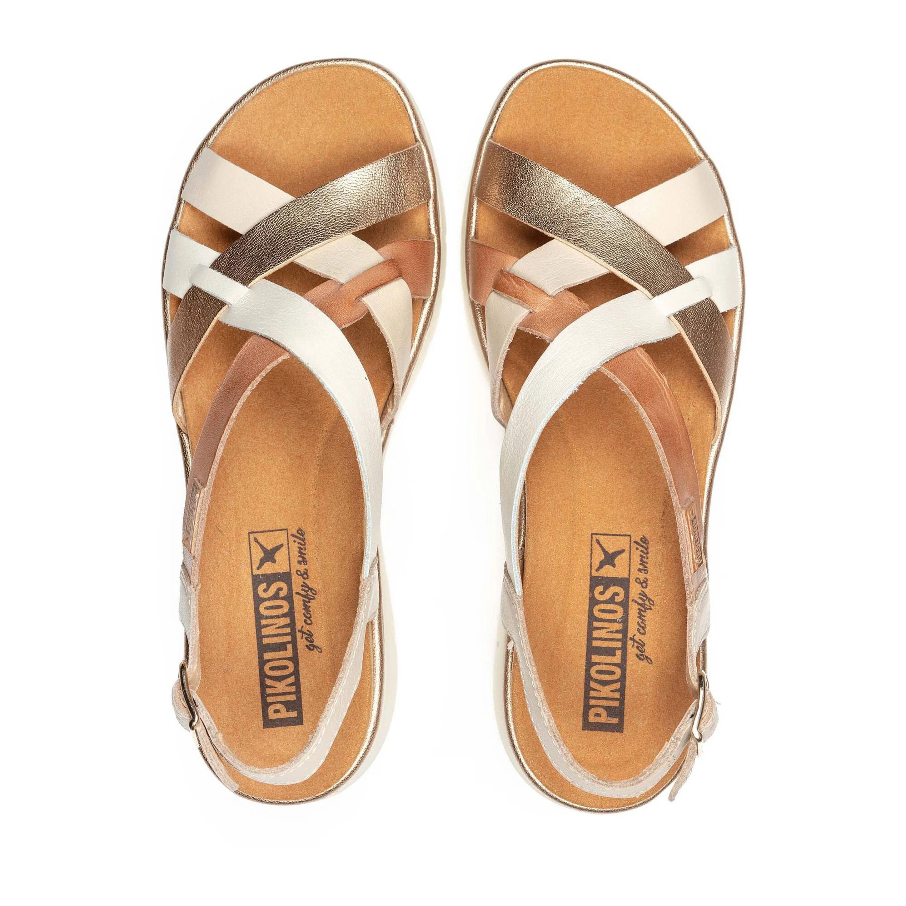 'Palma' women's sandal - White gold brown mix