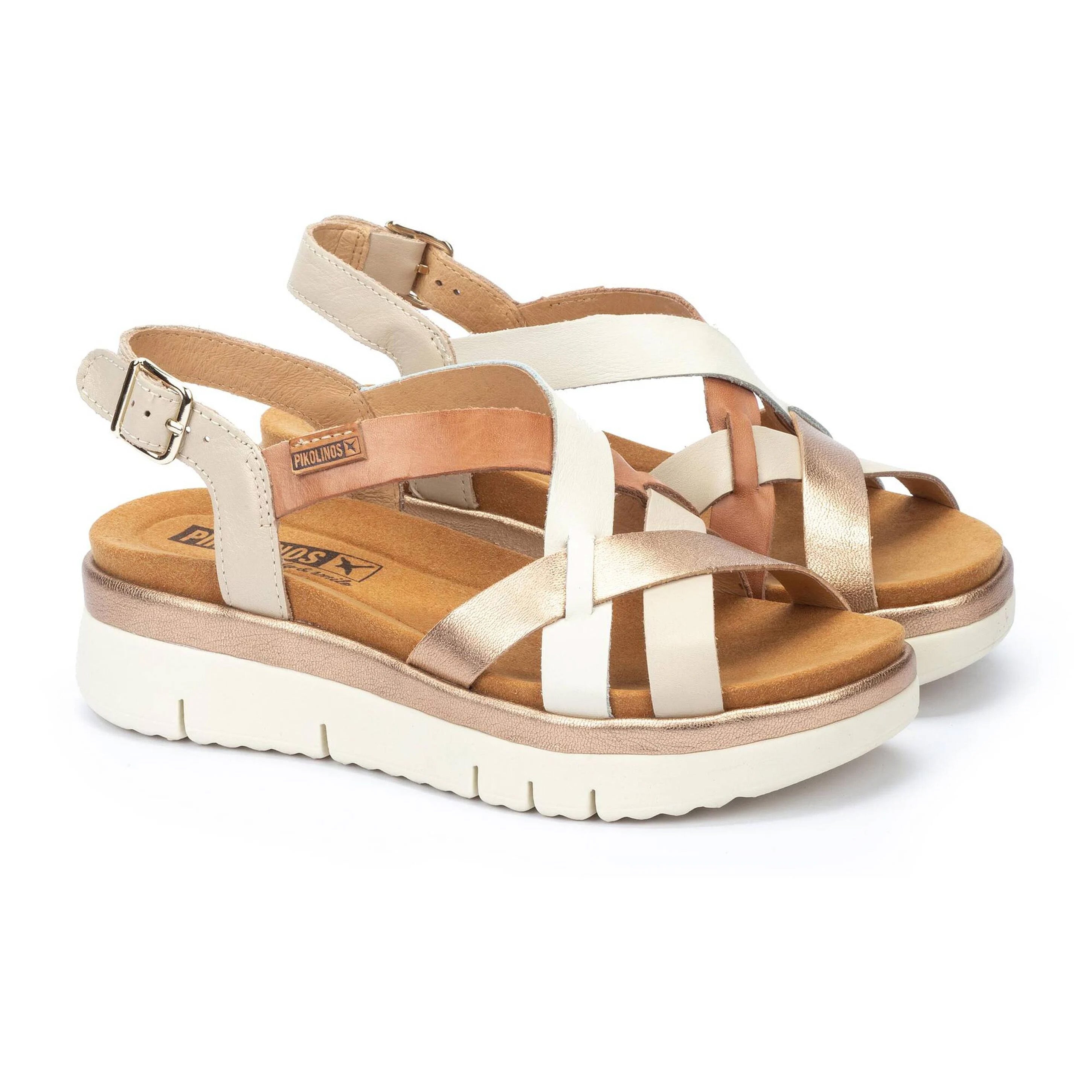 'Palma' women's sandal - White gold brown mix