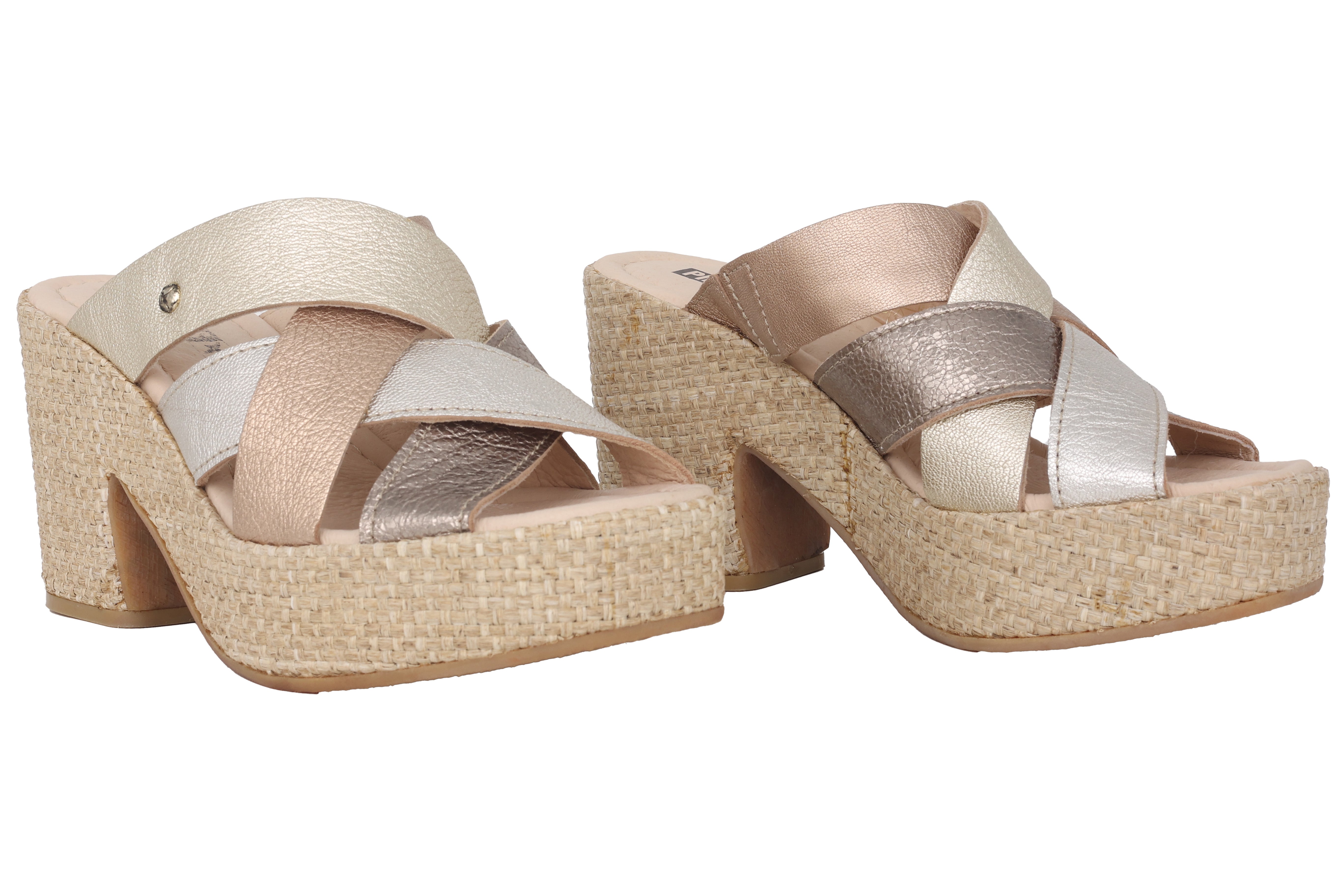 Sandale femme 'San Juan' - Mélange beige doré