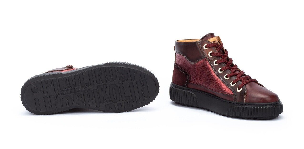 'Riells' women's lace - zip sneaker boot - Red - Chaplinshoes'Riells' women's lace - zip sneaker boot - RedPikolinos