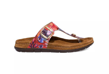 'Rodigo' women's slide toe sandal - red flower print - Chaplinshoes'Rodigo' women's slide toe sandal - red flower printRohde