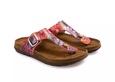 'Rodigo' women's slide toe sandal - red flower print - Chaplinshoes'Rodigo' women's slide toe sandal - red flower printRohde