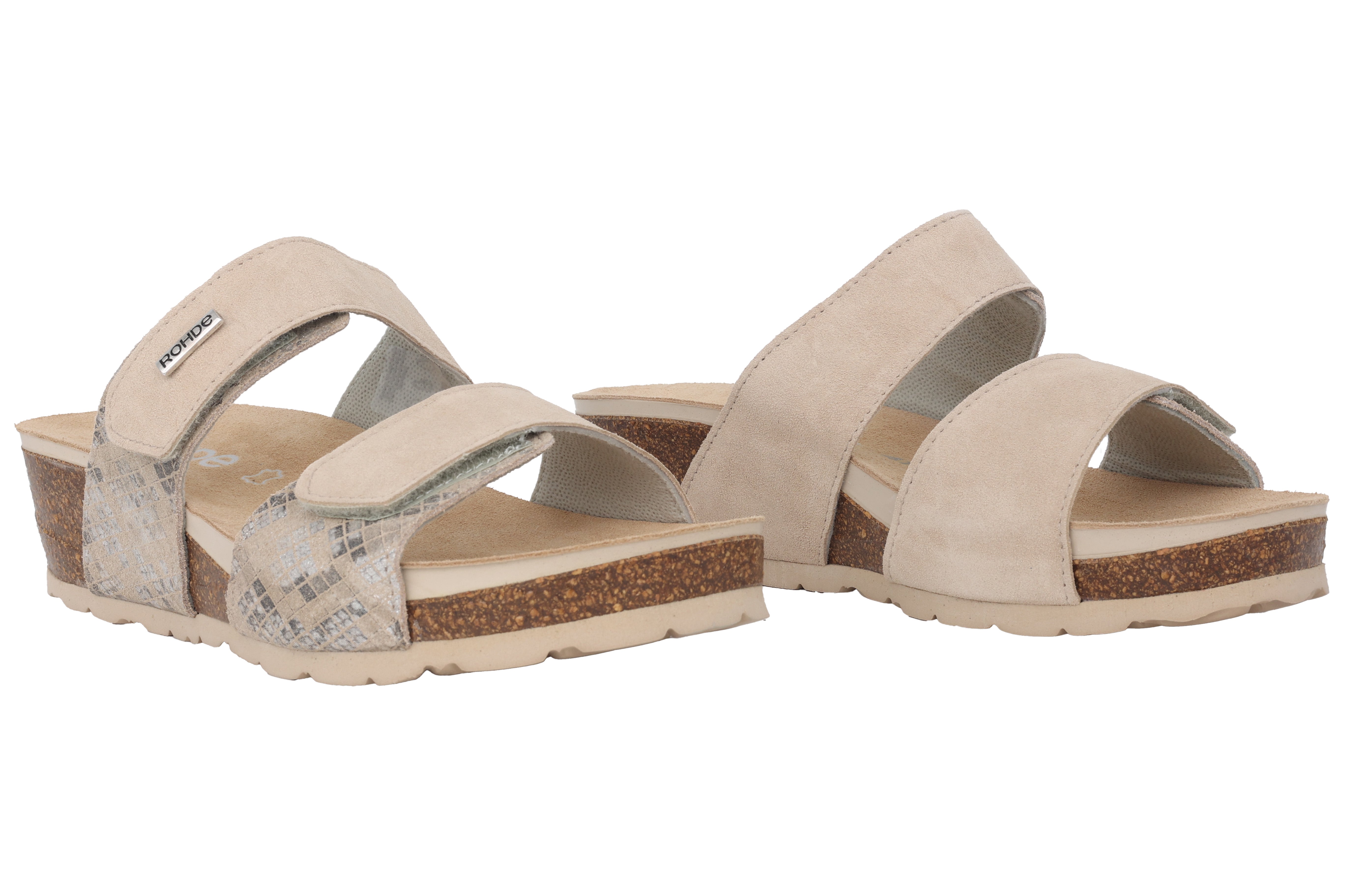 Damensandale 'Elba' mit doppeltem Riemen – Beige