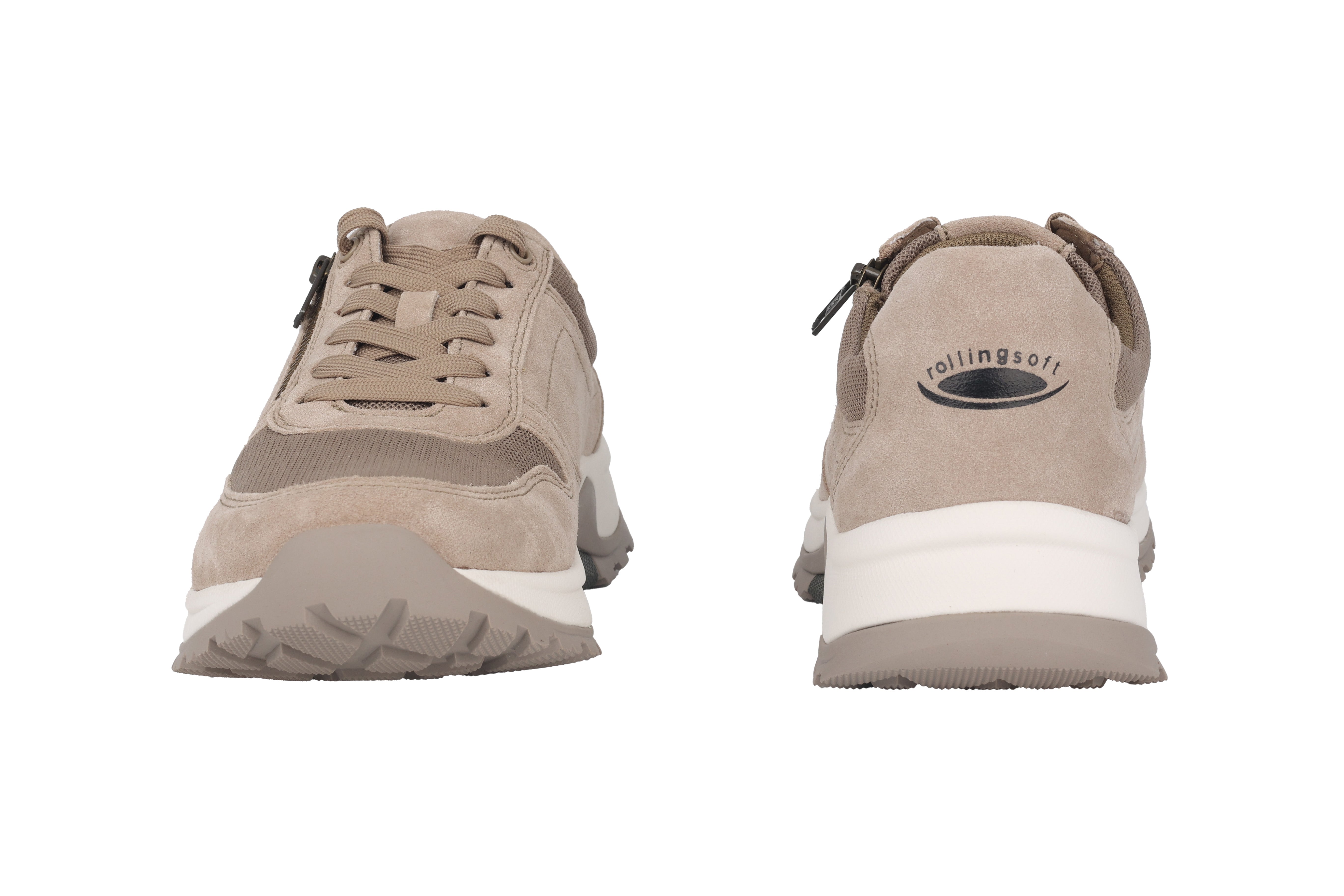 '8000.14.03' wandelende, oprolbare herensneakers met veters - beige mix
