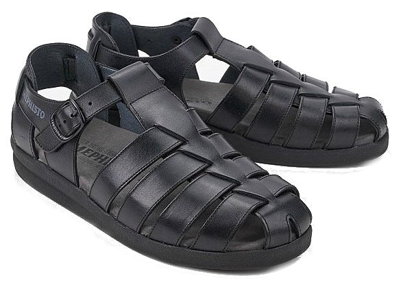 'Sam' men's semi closed sandal - Black smooth - Chaplinshoes'Sam' men's semi closed sandal - Black smoothMephisto