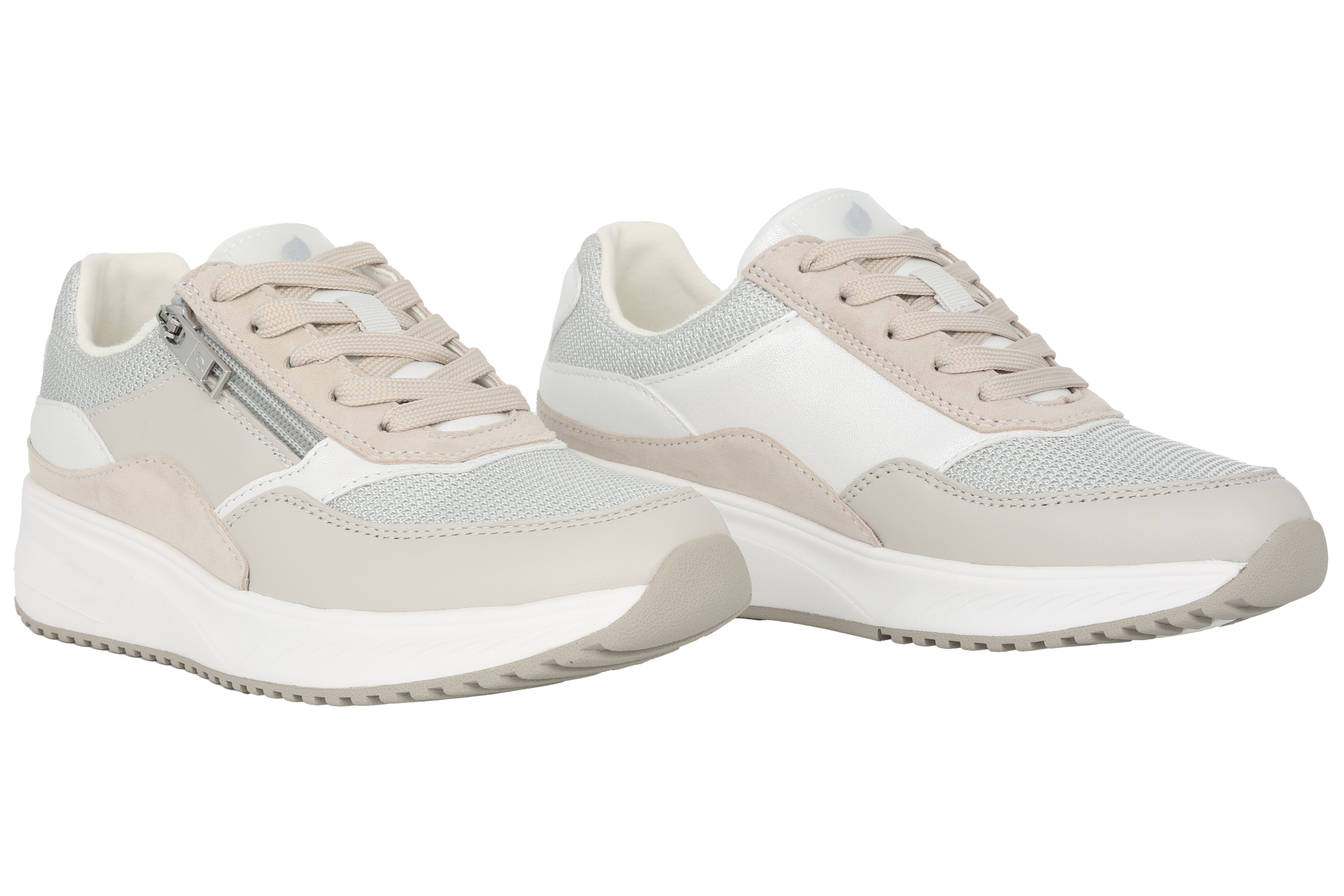 Damen-Schnürsneaker 'H-Mara' mit weiter Passform (H) – Grau-Beige-Mix