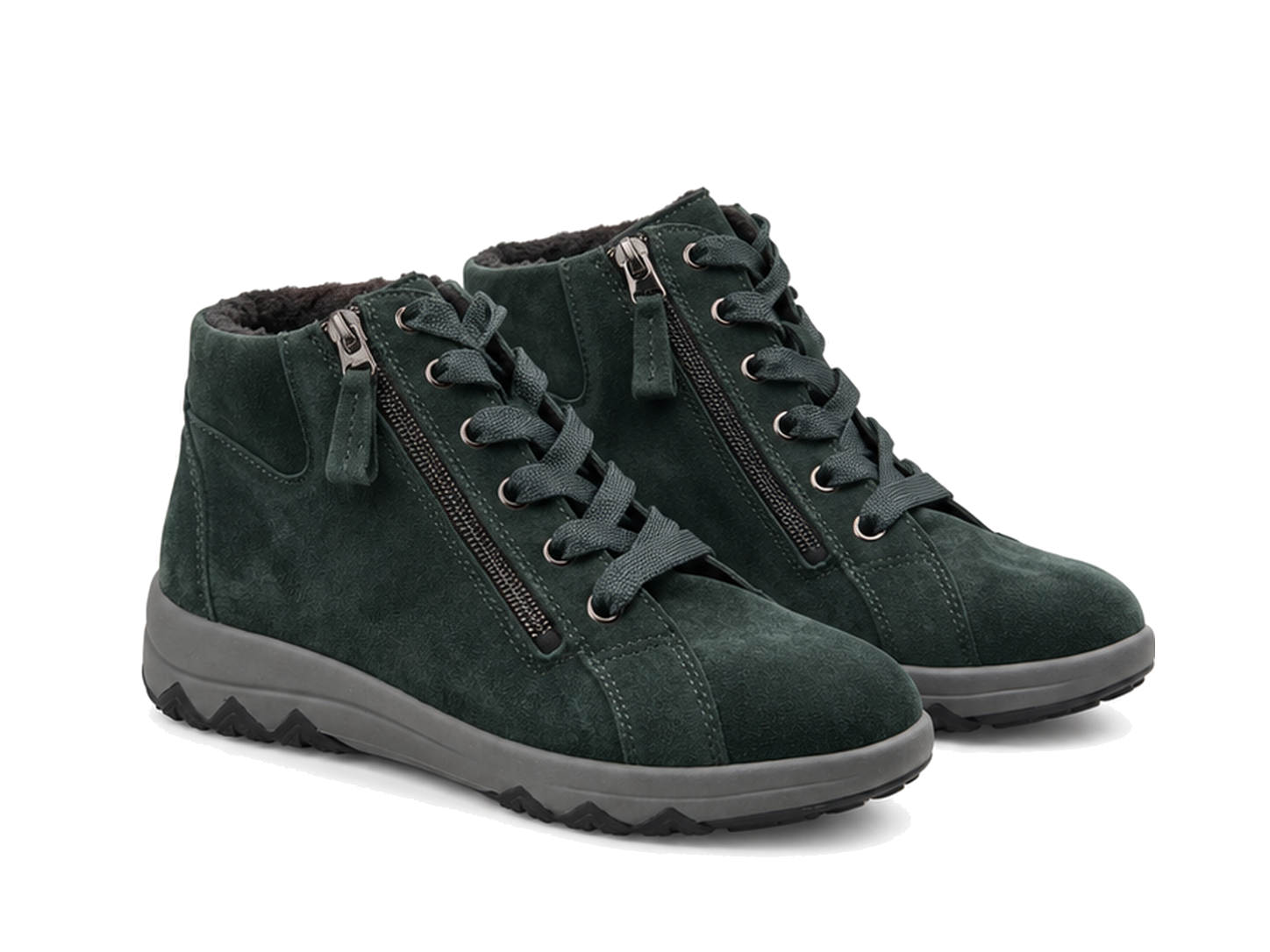 H-Teresa Women's Wide Fit (H) Lace-Zip Ankle Boots - Green