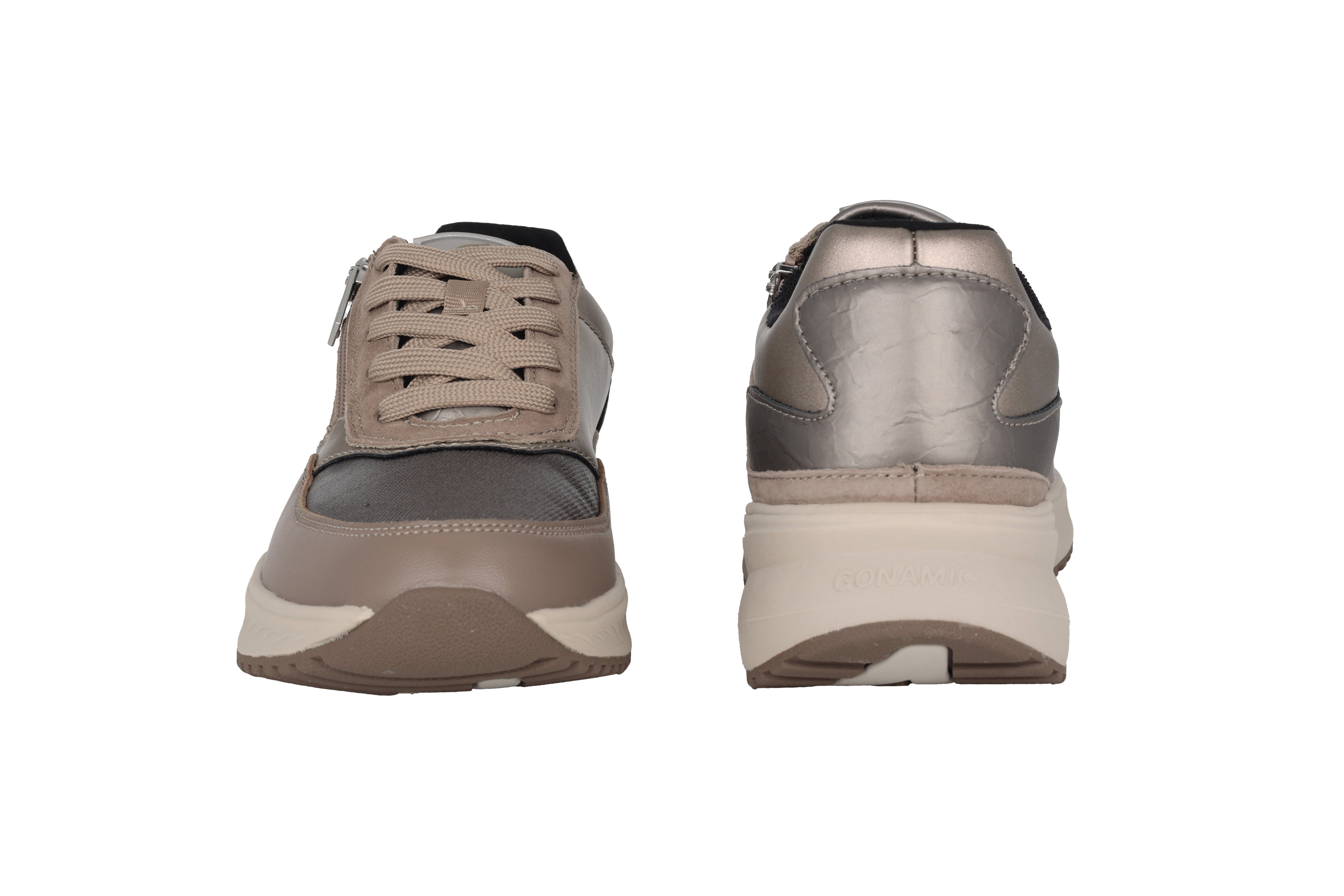 'H-Mara' women's wide fit (H) lace-zip sneaker - taupe