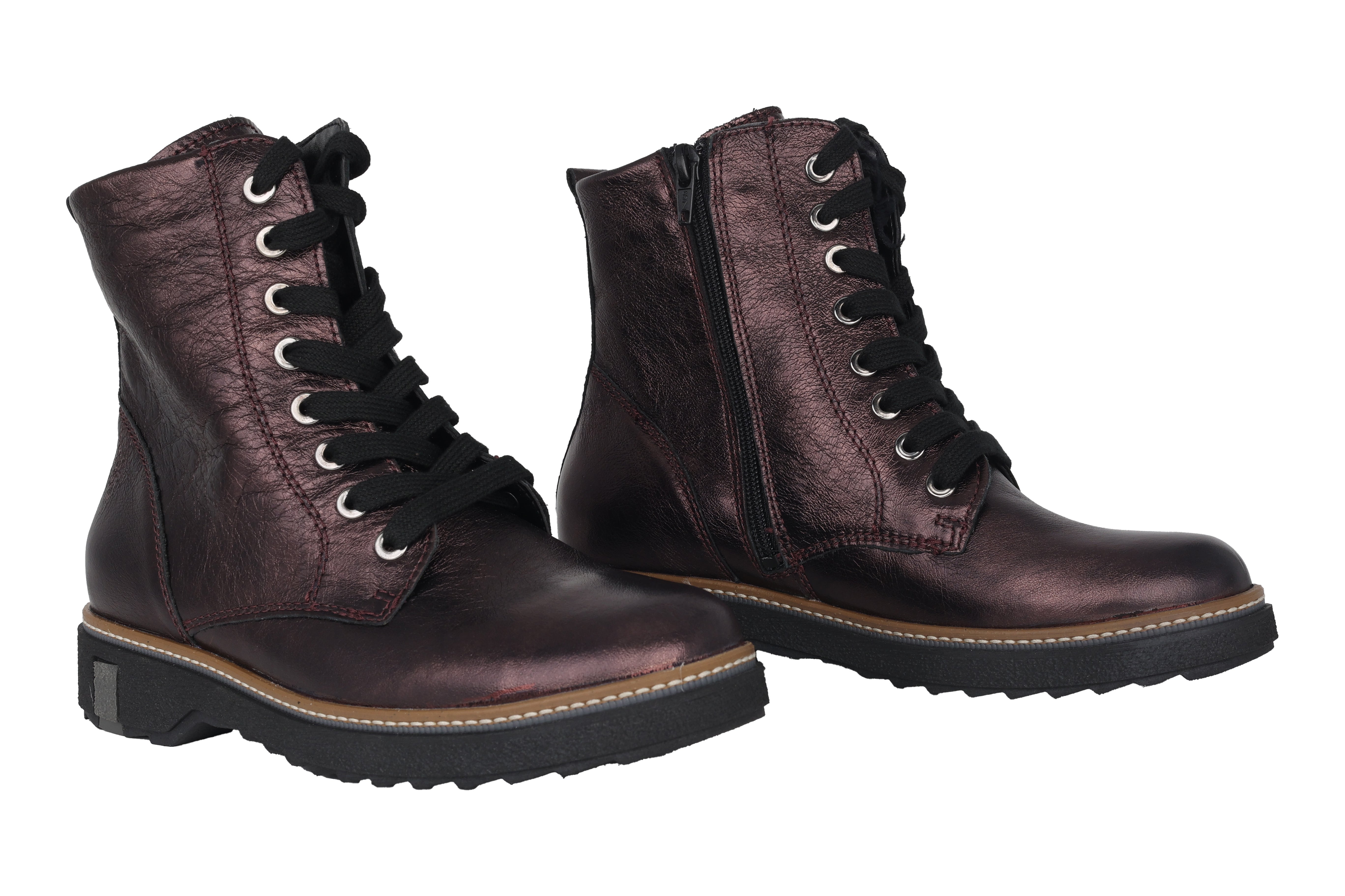 'Kitomi' Bota de mujer de corte muy ancho (K) con cordones y cremallera - violeta