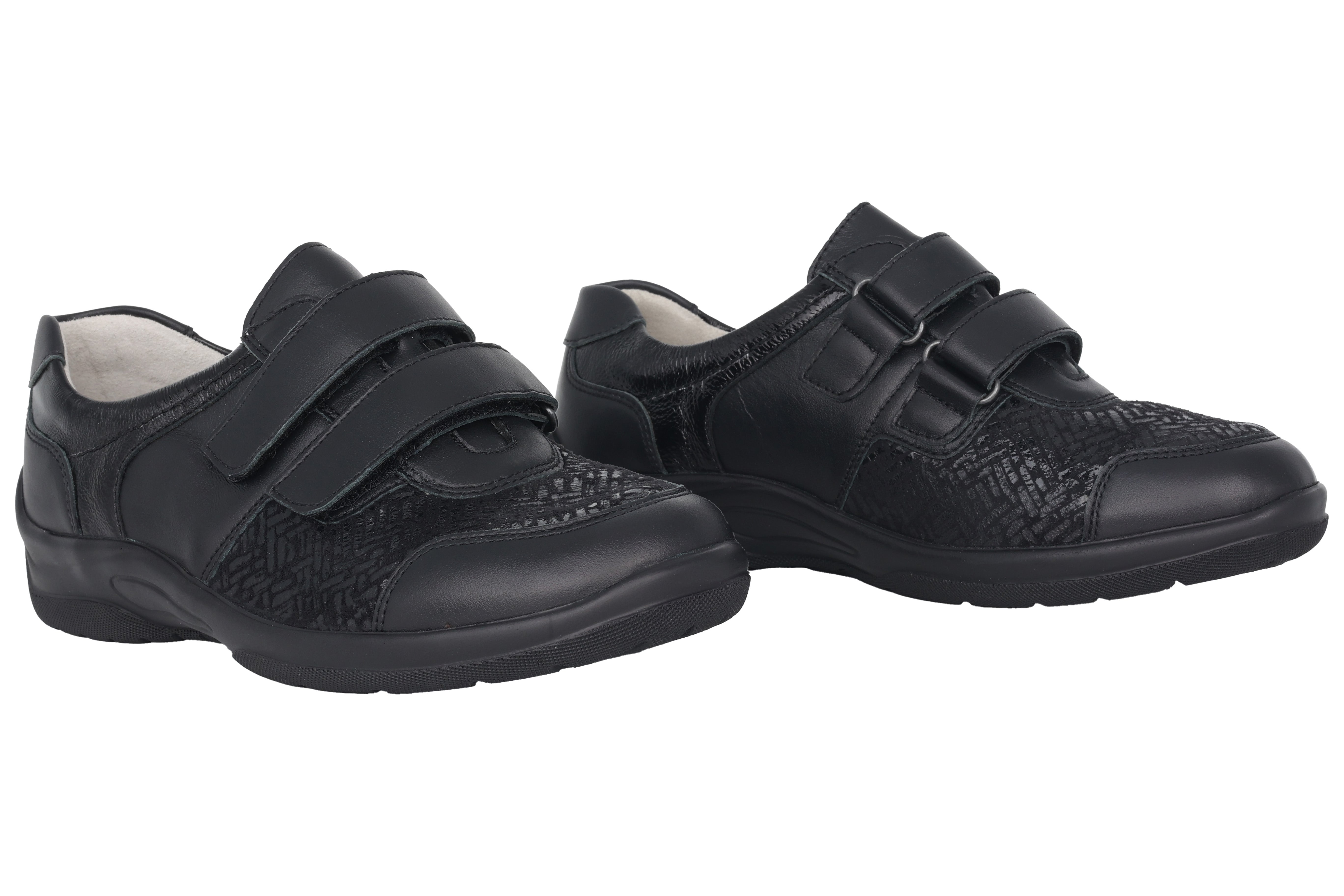 'Hesna' women's wide fit (H) strap shoe - Black leather