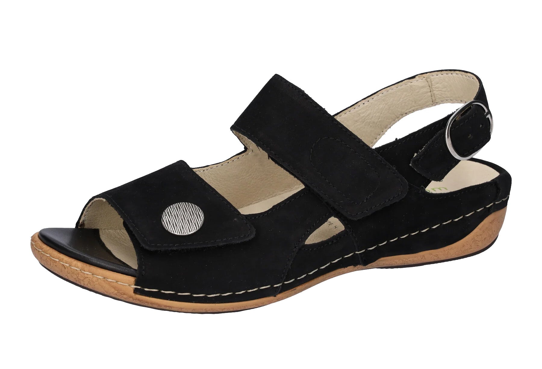 'Heliett' sandal med bred pasform (H) til kvinder - sort