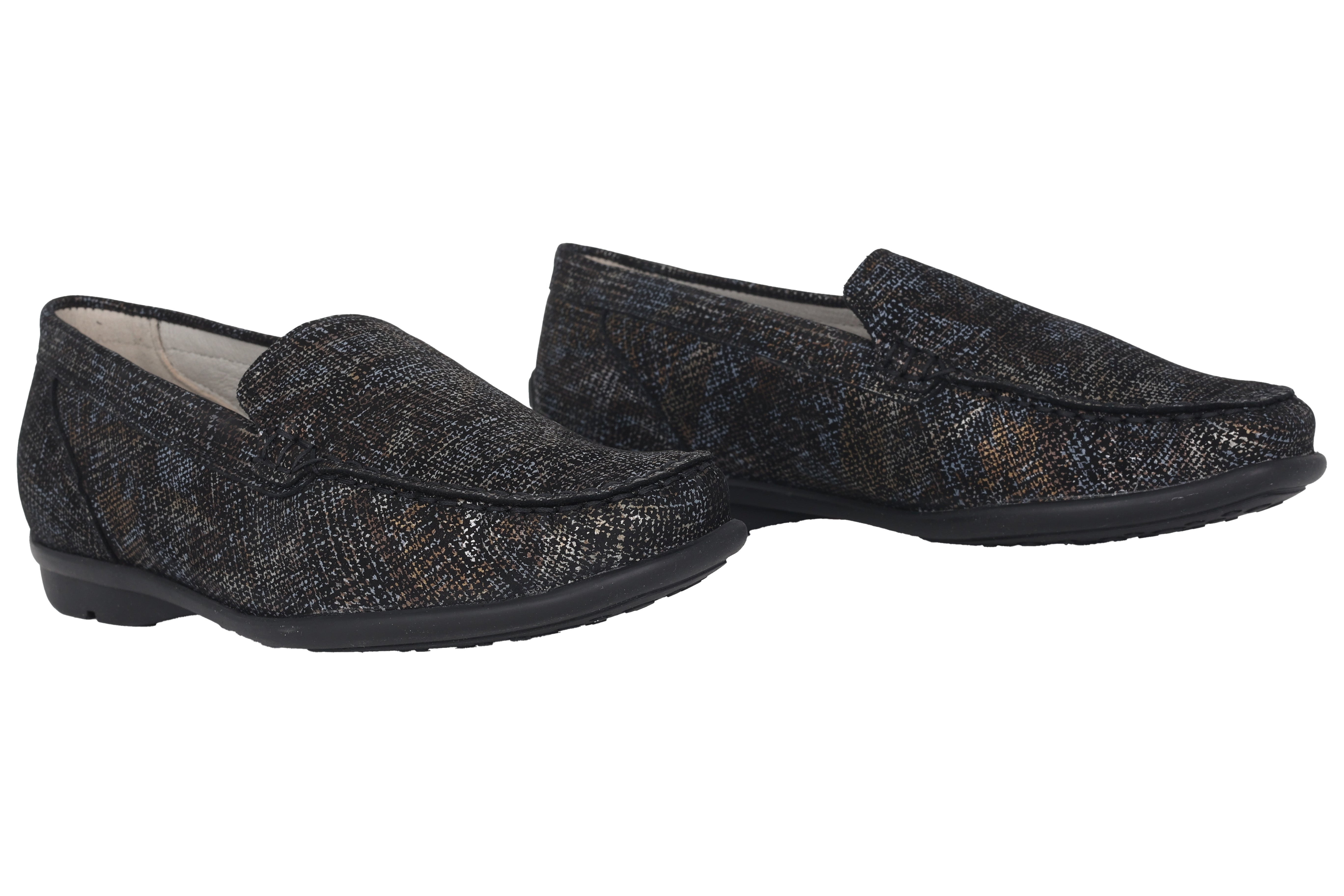 Mocassin femme coupe large (H) 'Harriet' - noir