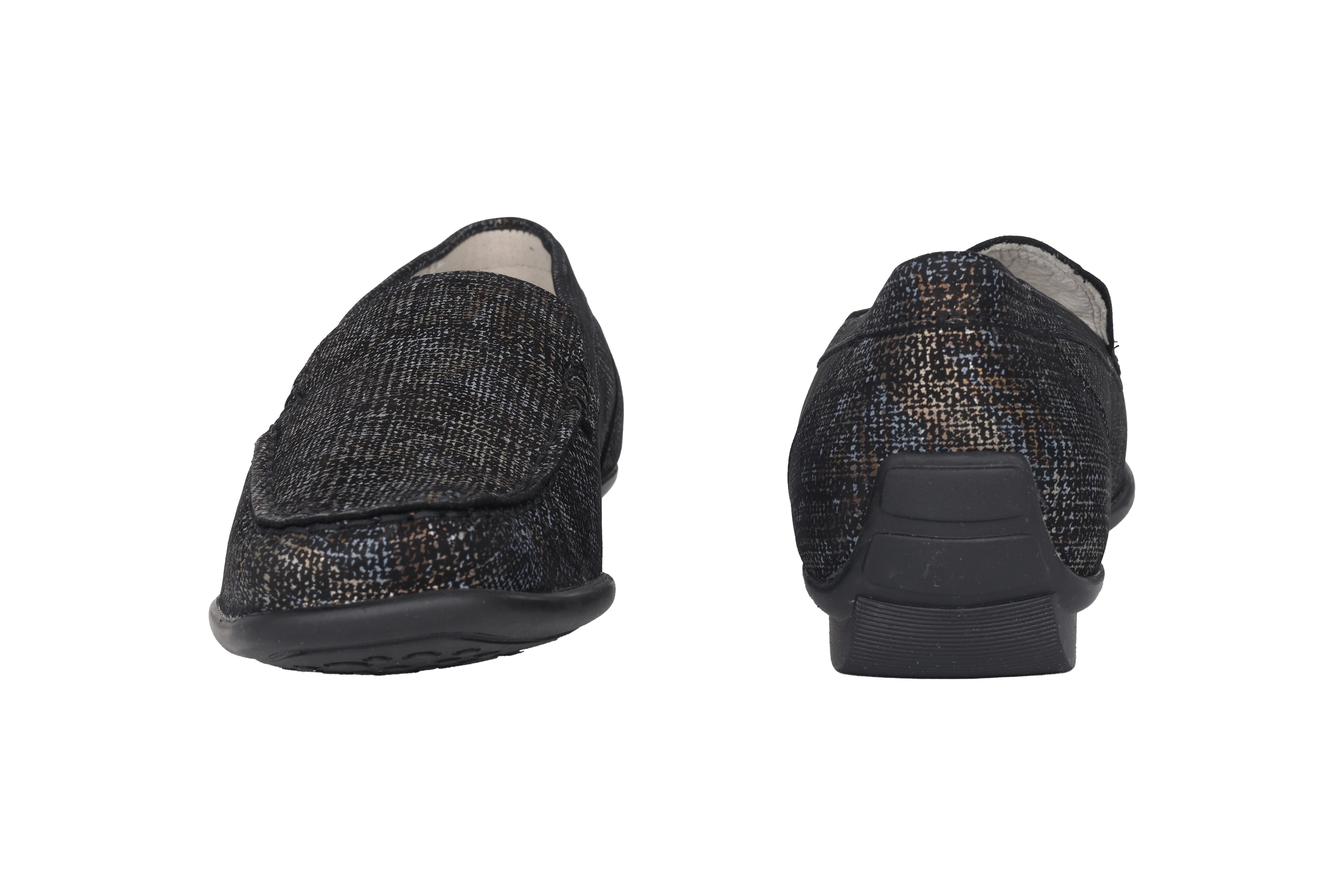 Mocassin femme coupe large (H) 'Harriet' - noir