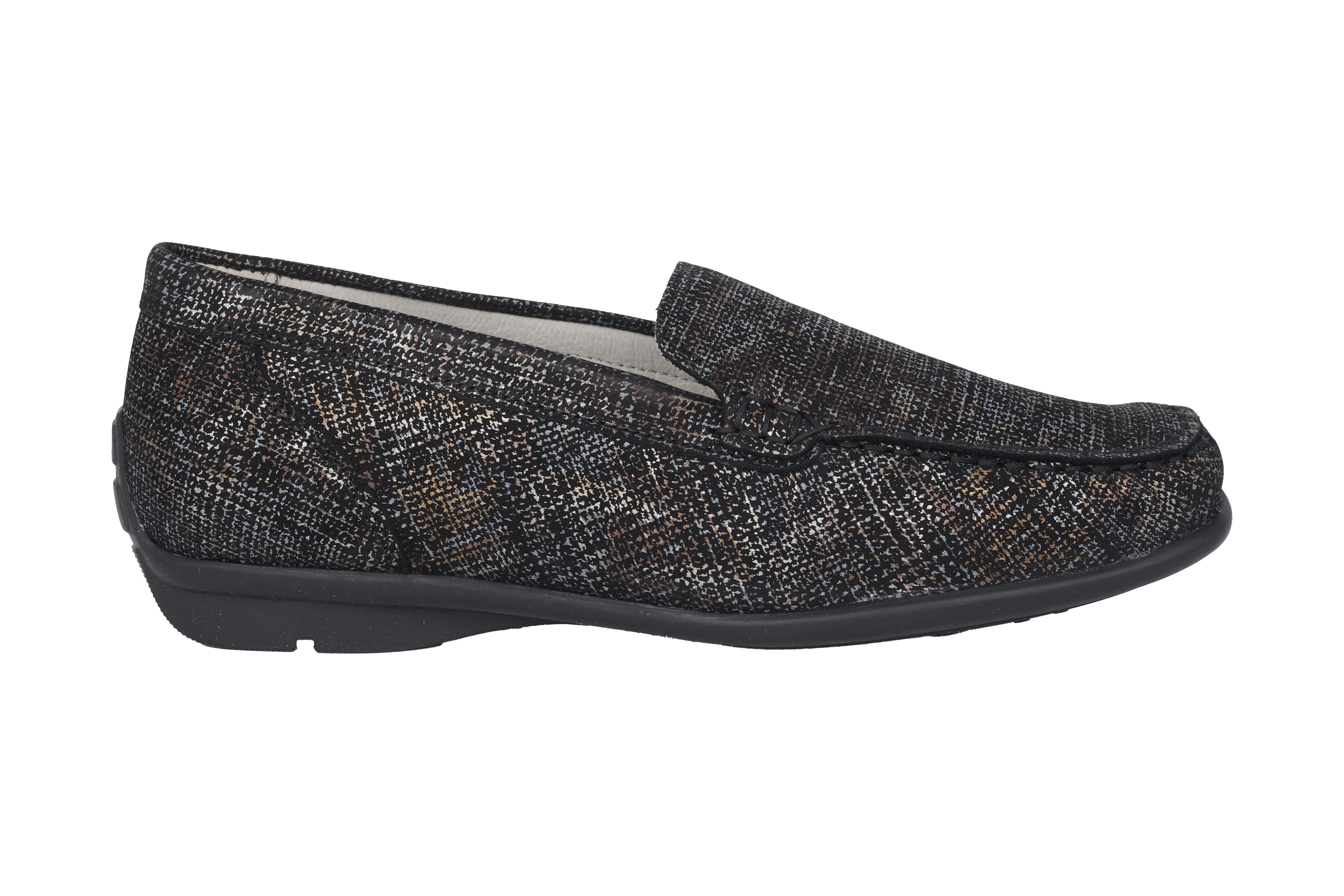 Mocassin femme coupe large (H) 'Harriet' - noir