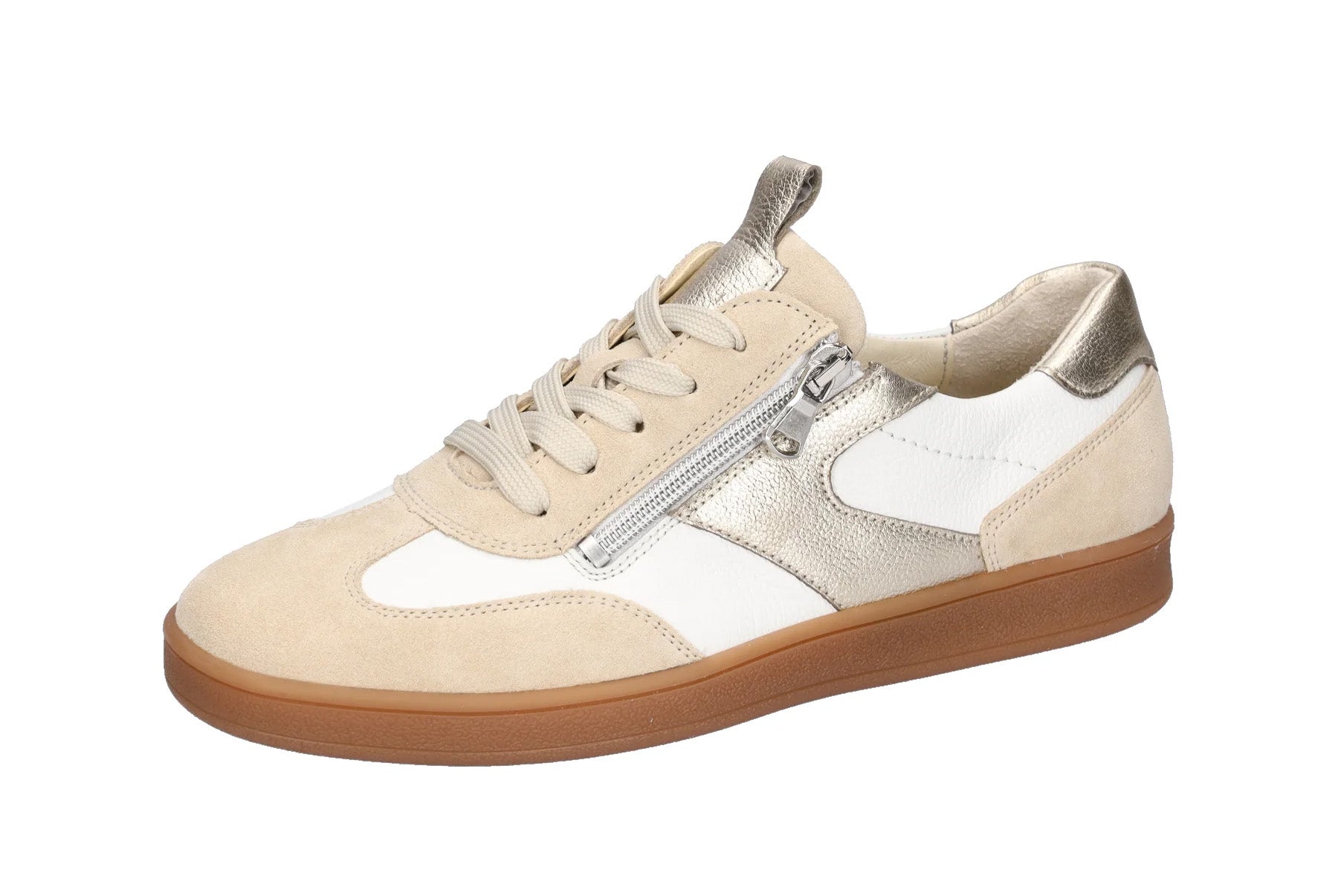 'H-Daisy' damessneaker met brede pasvorm (H) en veters met rits - veelkleurig