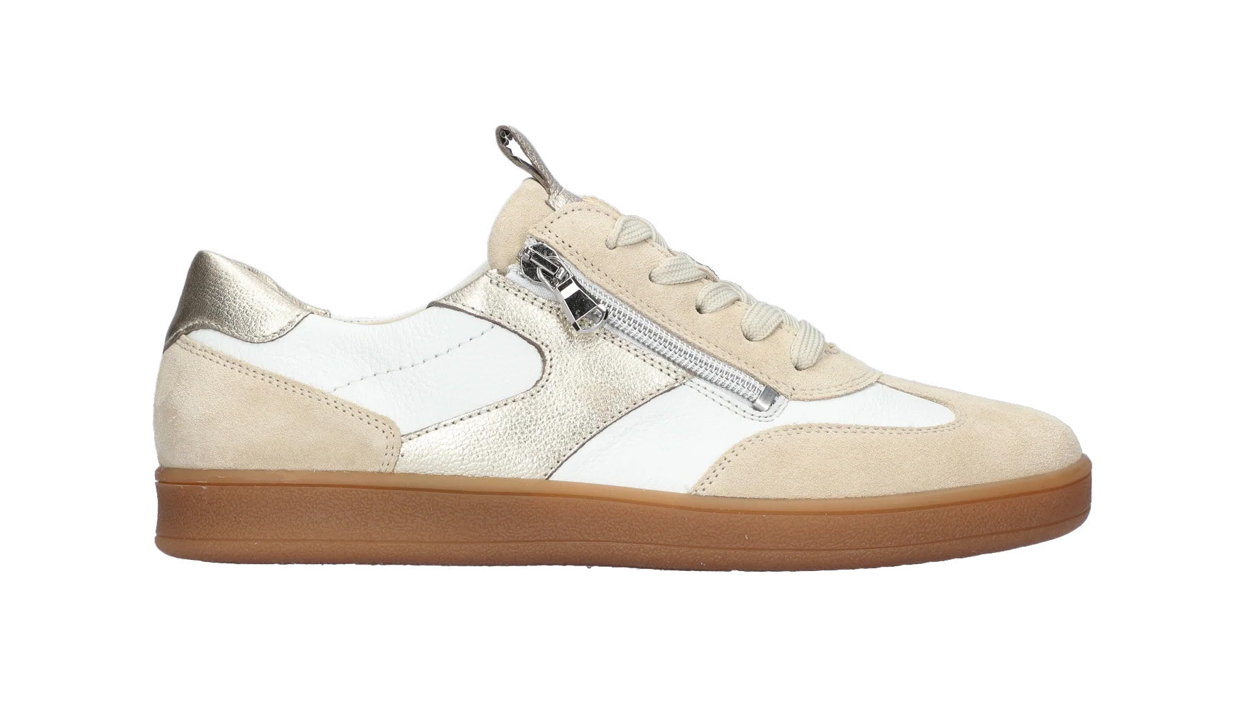 'H-Daisy' damessneaker met brede pasvorm (H) en veters met rits - veelkleurig