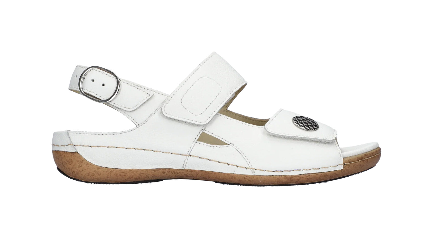 Sandale femme coupe large (H) 'Heliett' - blanc