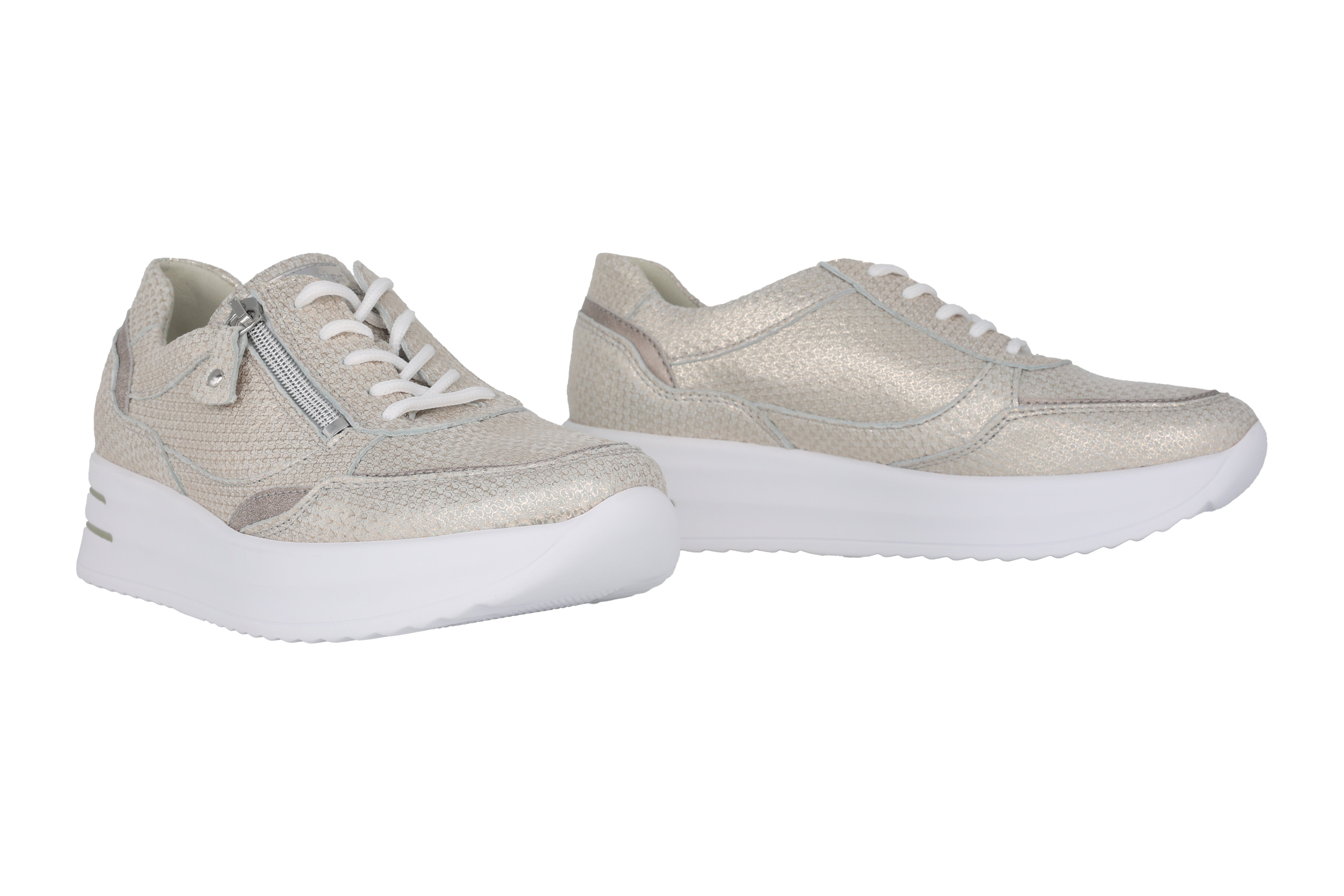 Damen-Sneaker 'H-Arianna' mit weiter Passform (H) und Spitzenreißverschluss – Silber