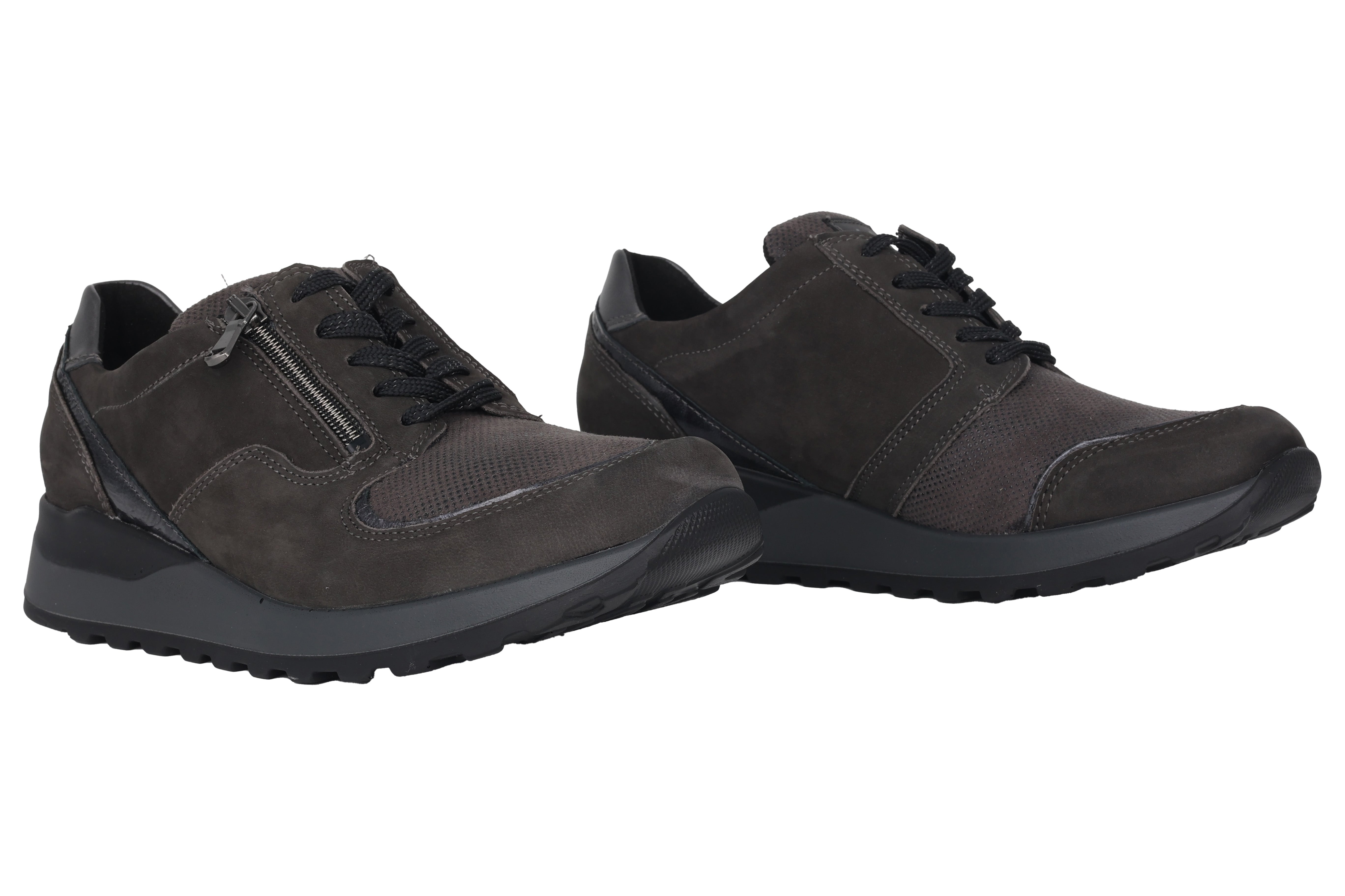 Chaussures à lacets et zips femme coupe large (H) 'Hiroko' - gris