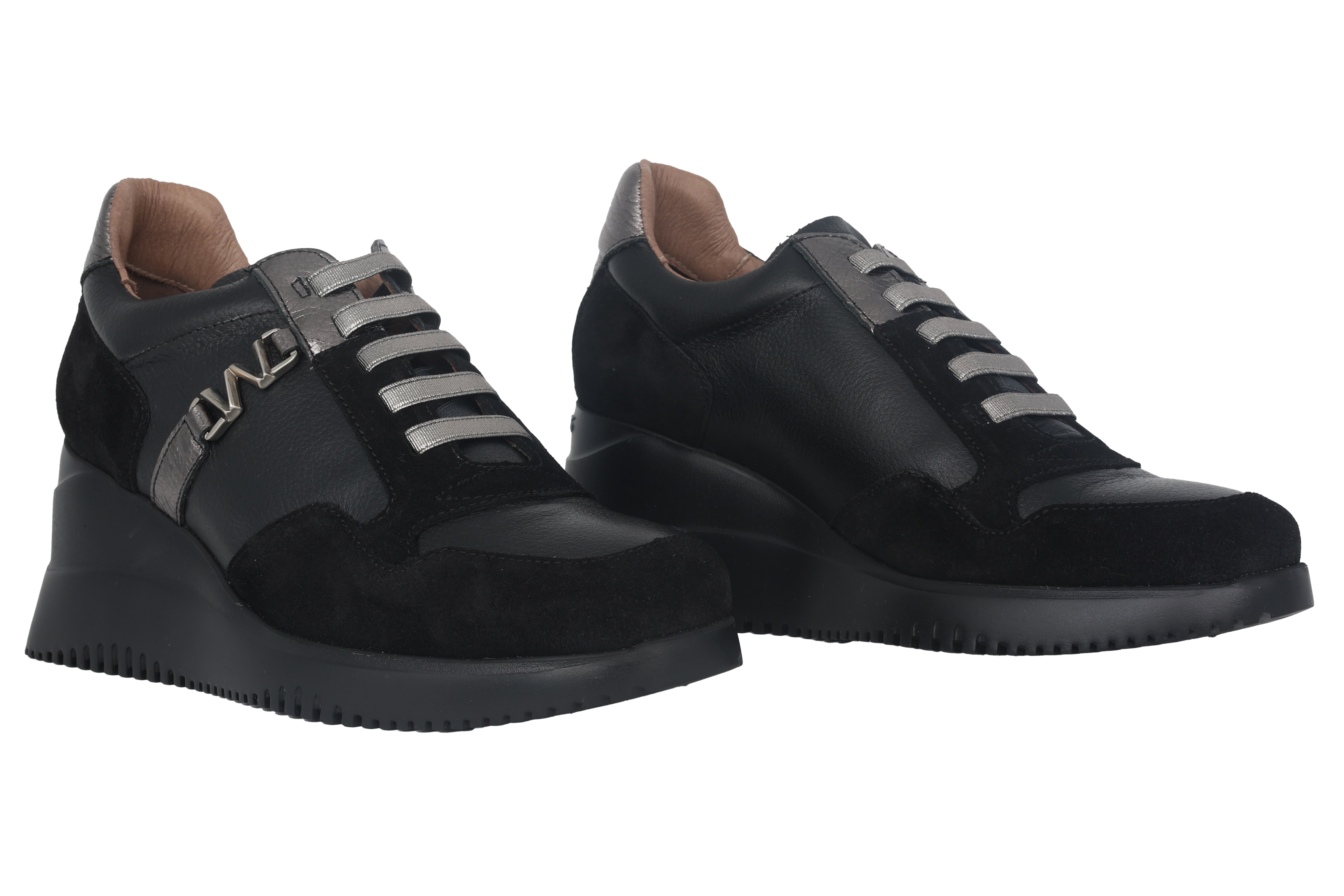 Sneaker con zeppa stringata 'Eva' da donna - Nero