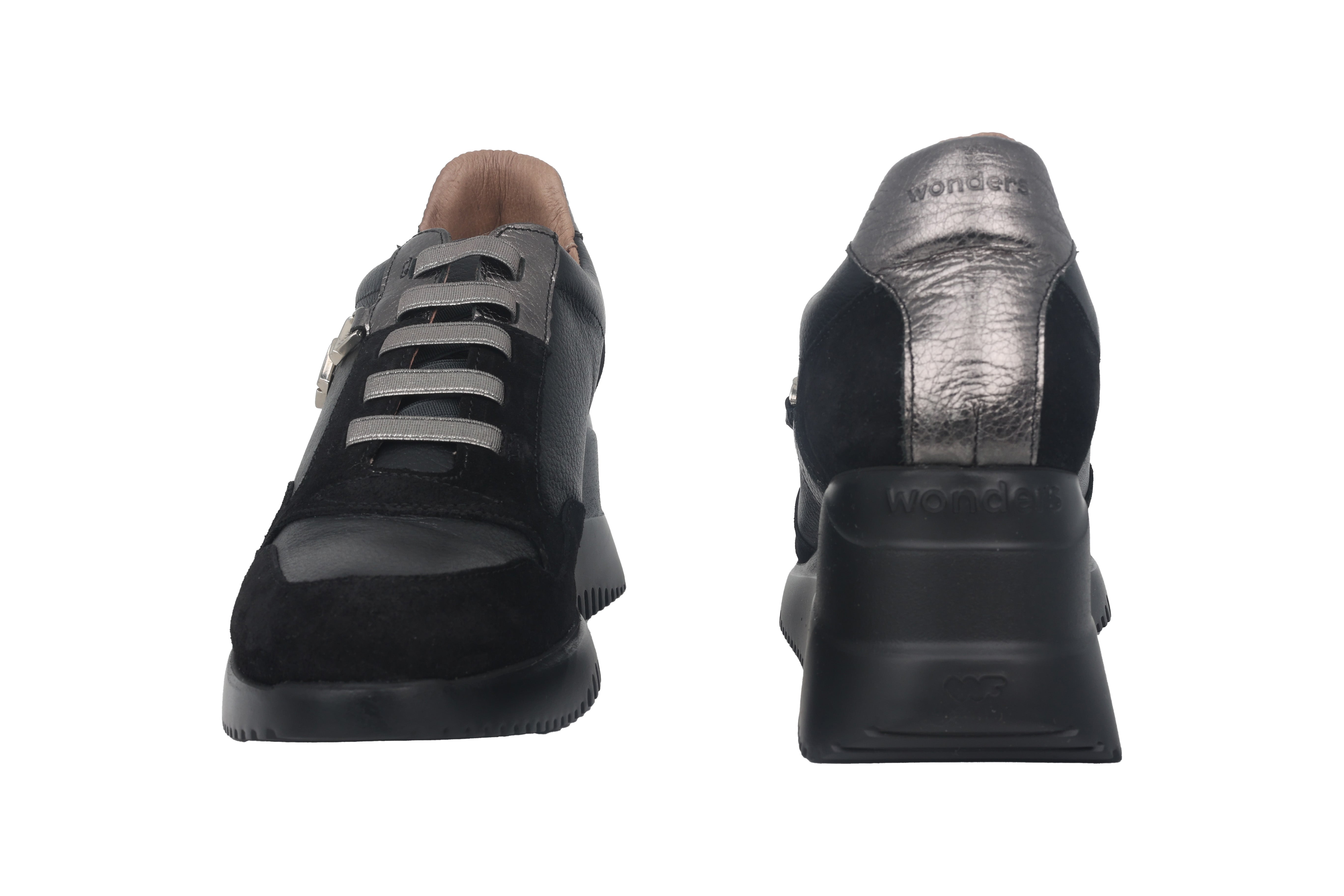 Sneaker con zeppa stringata 'Eva' da donna - Nero