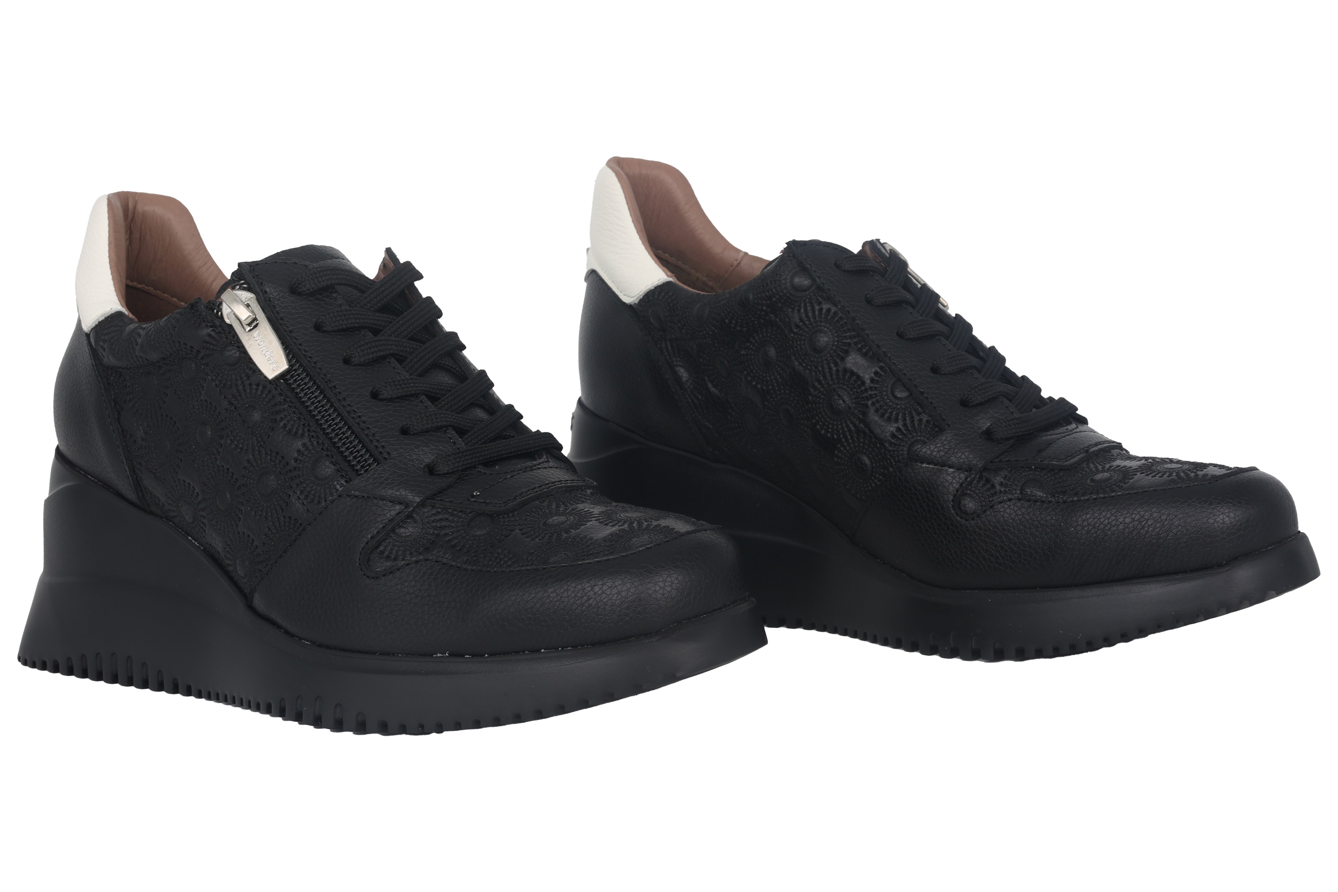 Baskets compensées à lacets et zip pour femme 'Rainbow' - Noir