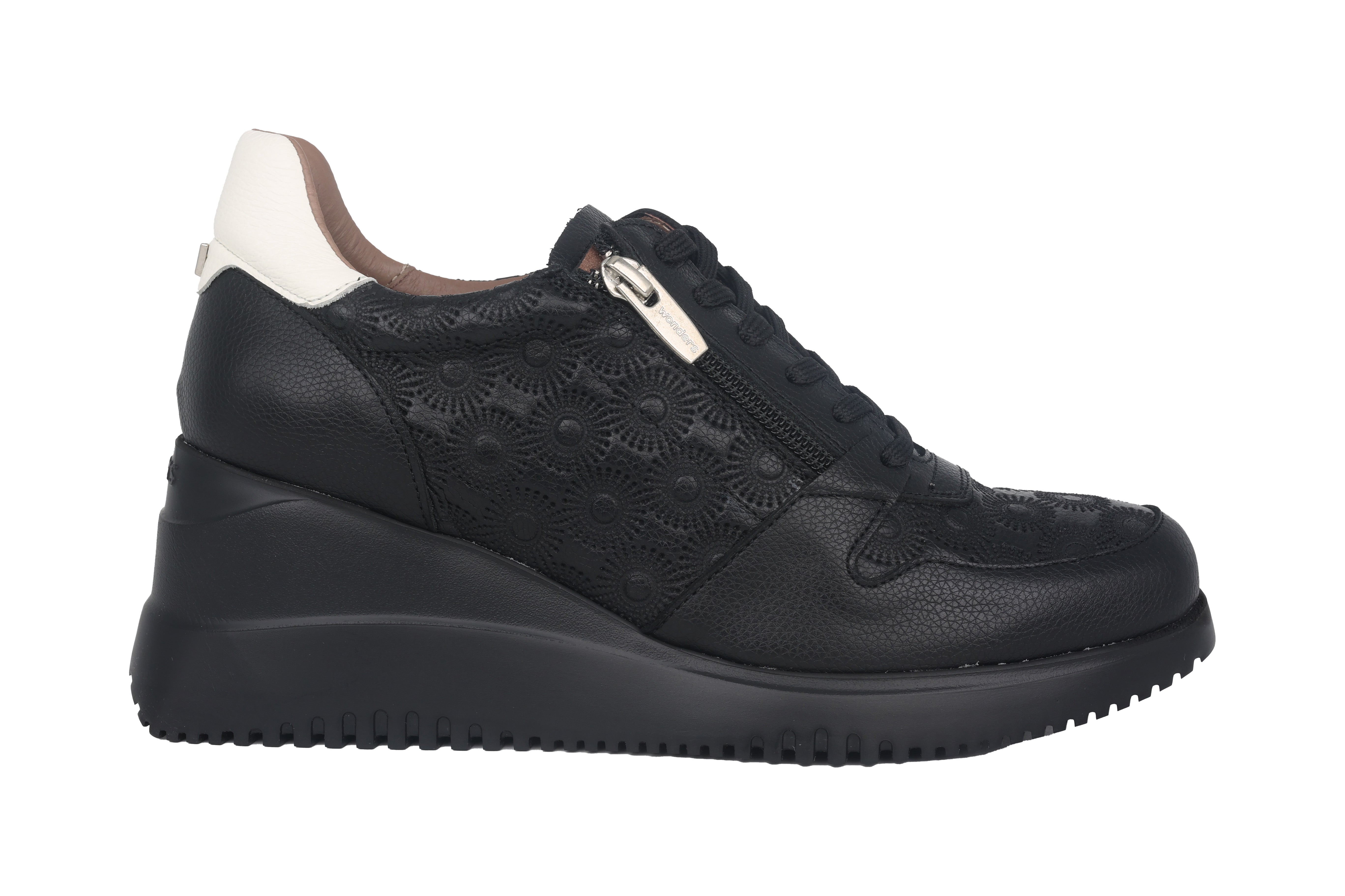 Baskets compensées à lacets et zip pour femme 'Rainbow' - Noir