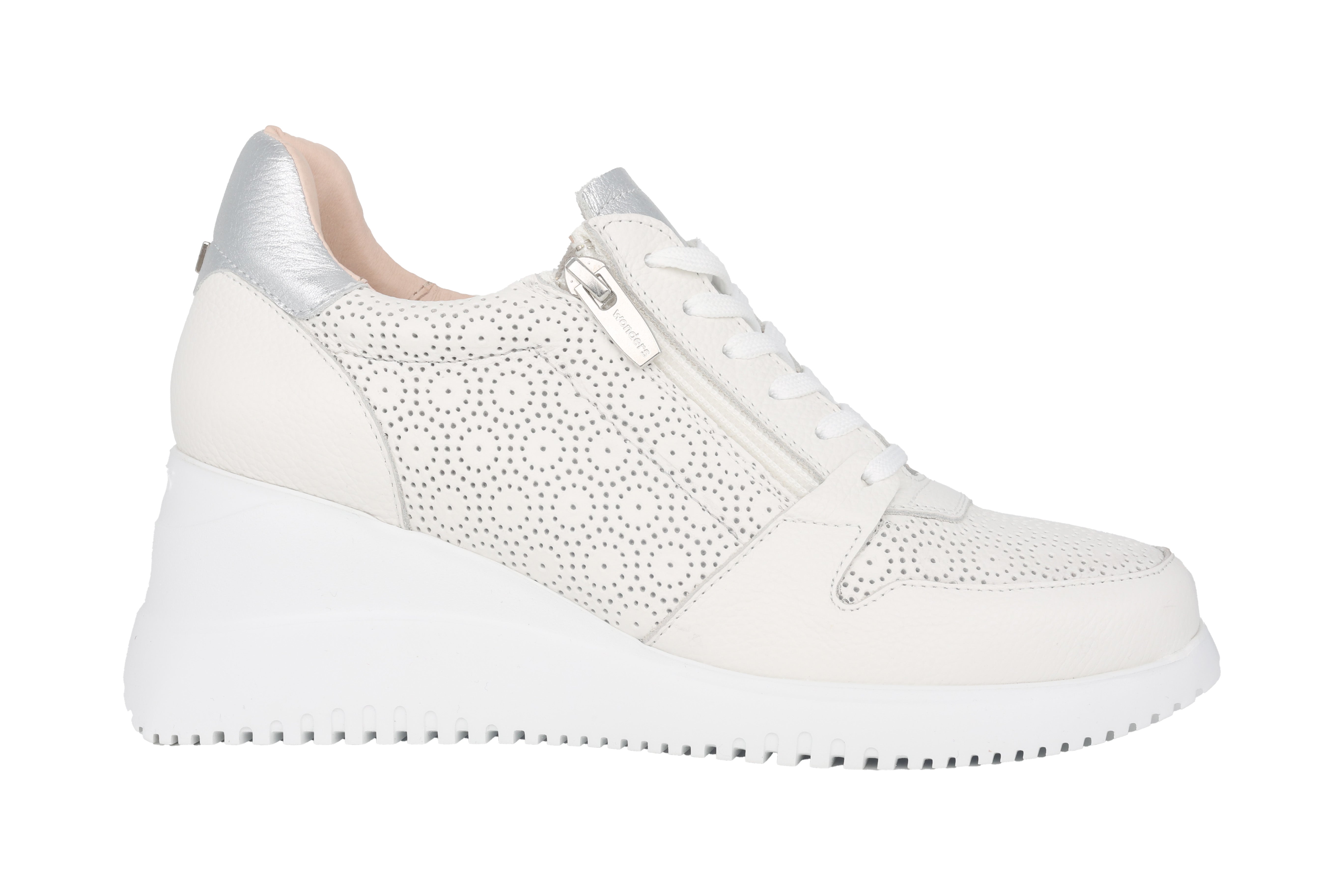 Sneaker stringata con zeppa da donna 'Change' - Bianco sporco