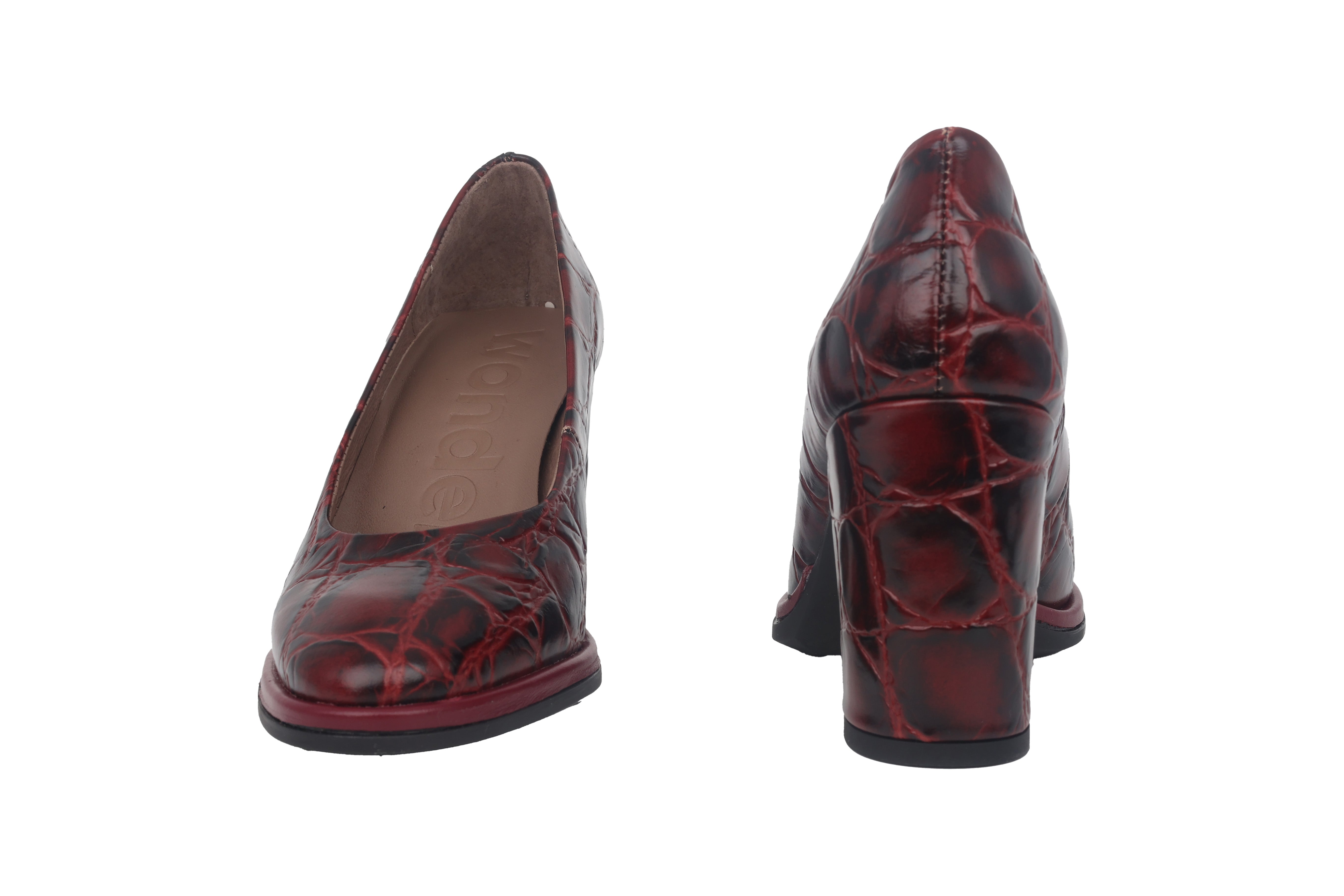 'Denis' women's high heeled pump - Red croco